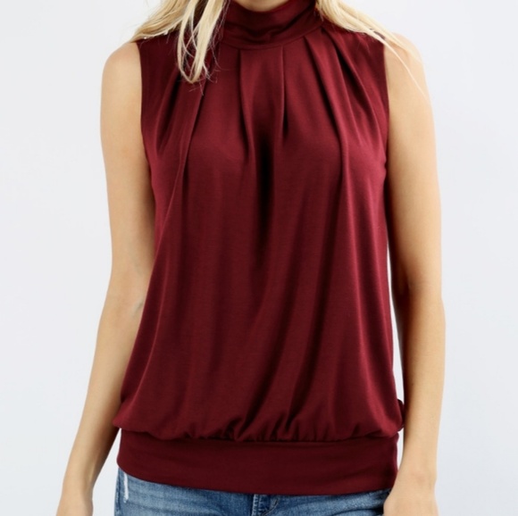 Tops - Burgundy Sleeveless Top